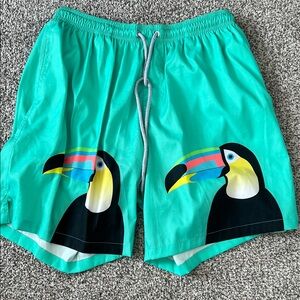 Kenny Flowers Aqua Toucan Swim Trunks
